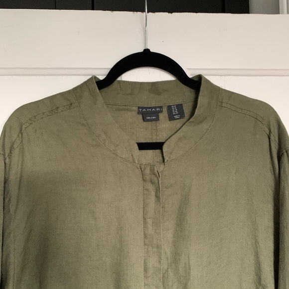 Army Green Linen Jacket 1X - Picture 5 of 6
